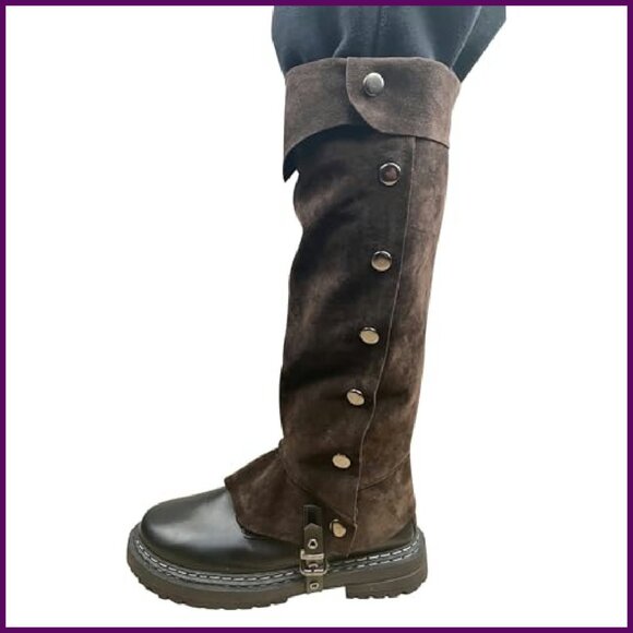 Medieval Pirate Boot Covers with Studs Lace-Up Adjustable Halloween Costume main image 5